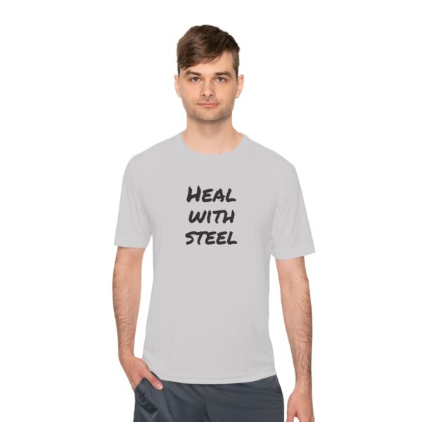 Unisex Moisture Wicking Tee - Heal with steel - Image 3