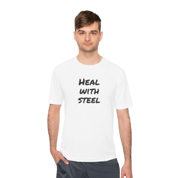 Unisex Moisture Wicking Tee - Heal with steel - Image 7