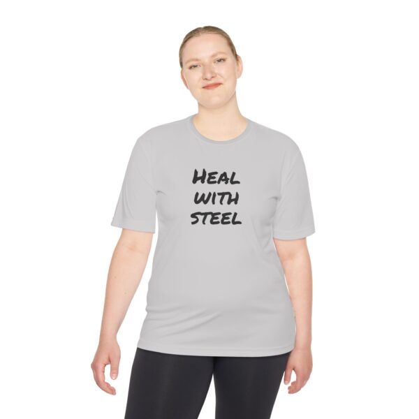 Unisex Moisture Wicking Tee - Heal with steel - Image 4
