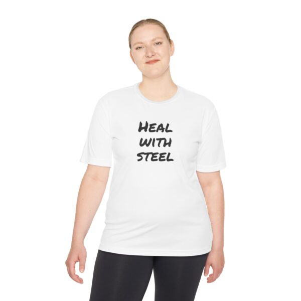 Unisex Moisture Wicking Tee - Heal with steel - Image 8